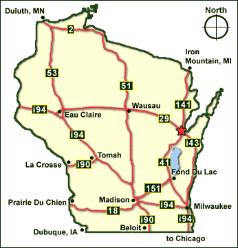 ウィスコンシン州内地図